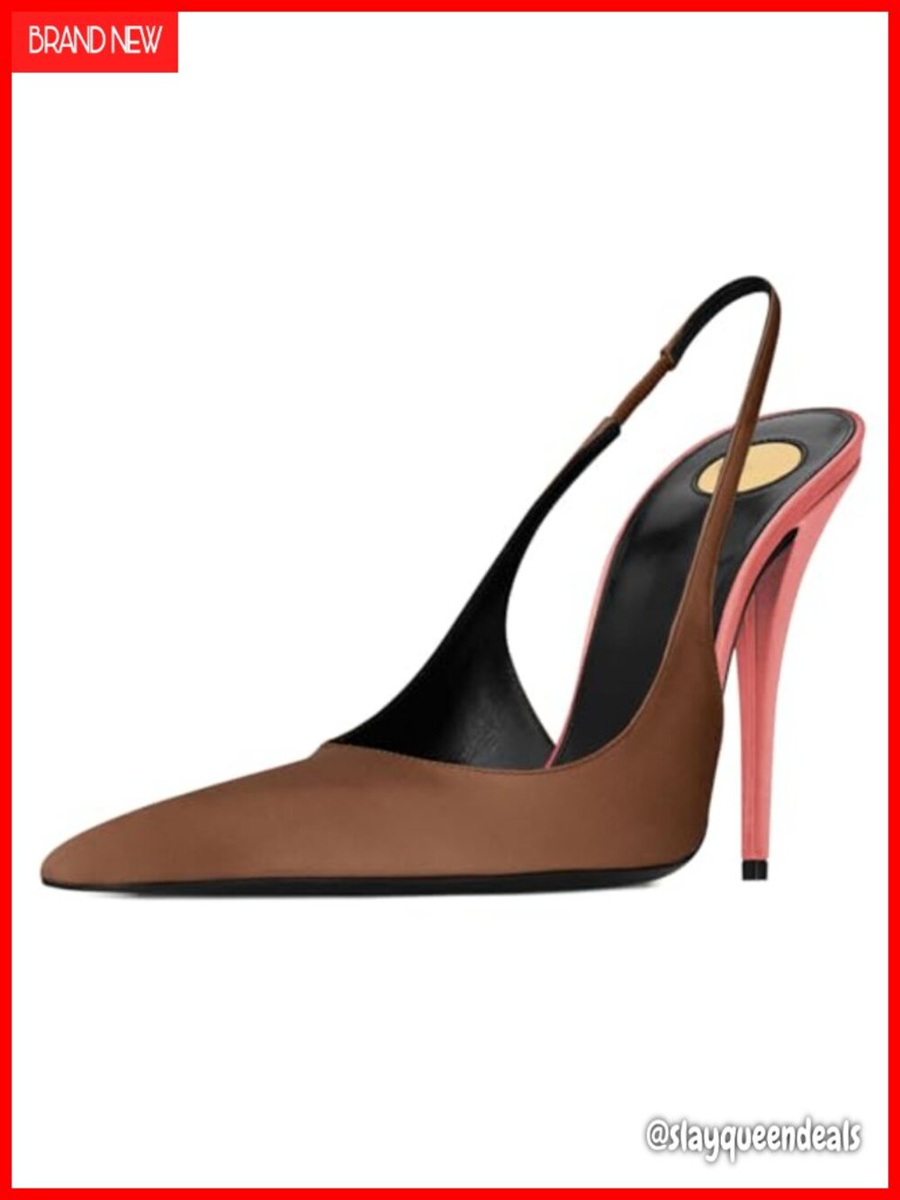 Satin Slingback Heels Pointed Toe Stiletto High Heels Slip On Dress Pumps